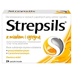 Strepsils pastylki na stany zapalne jamy ustnej i gardła z miodem i cytryną, 24 szt.
