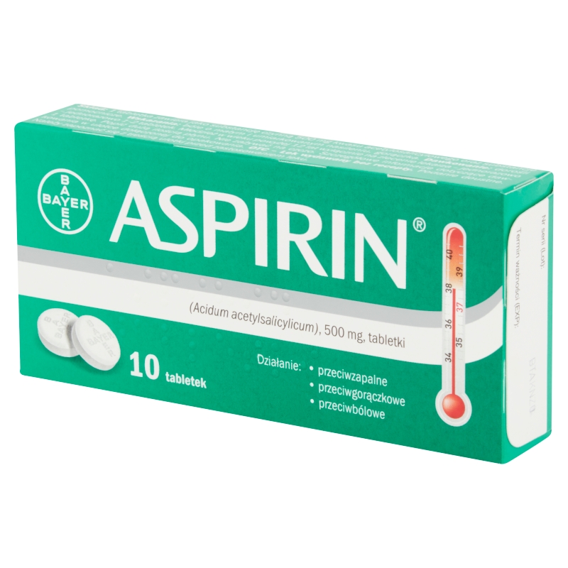Aspirin, tabletki o działaniu przeciwgorączkowym i przeciwbólowym, 10 szt.