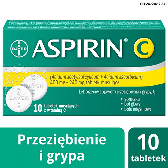 Aspirin C 400 mg + 240 mg, 10 tabletek musujących