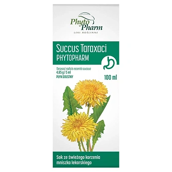 Succus Taraxaci , sok z mniszka, płyn na niestrawność i brak apetytu, butelka 100 ml
