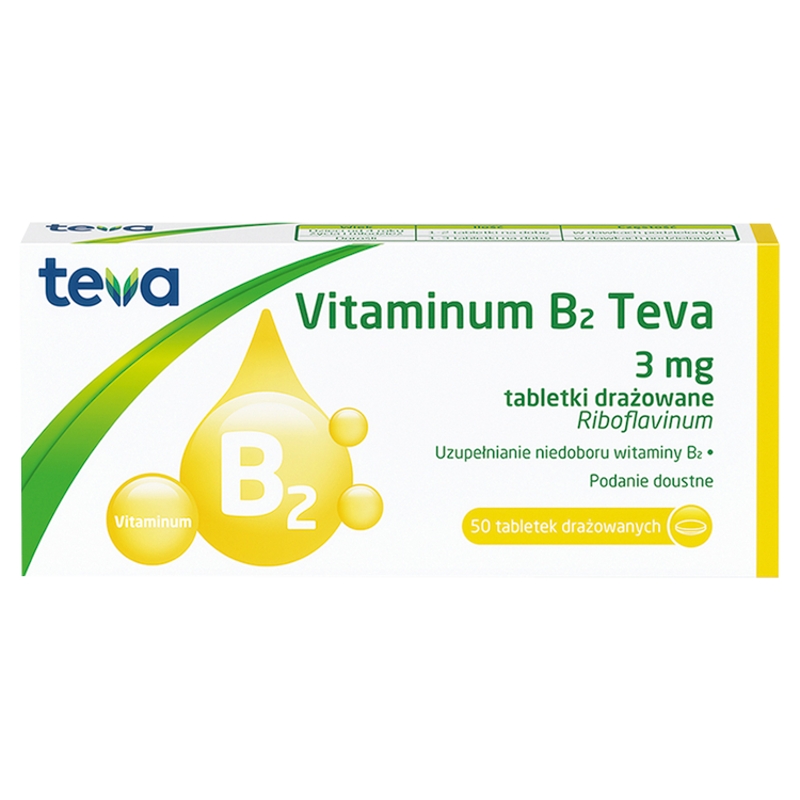 Vitaminum B2 Teva tabletki na niedobór witaminy B2, 50 szt.