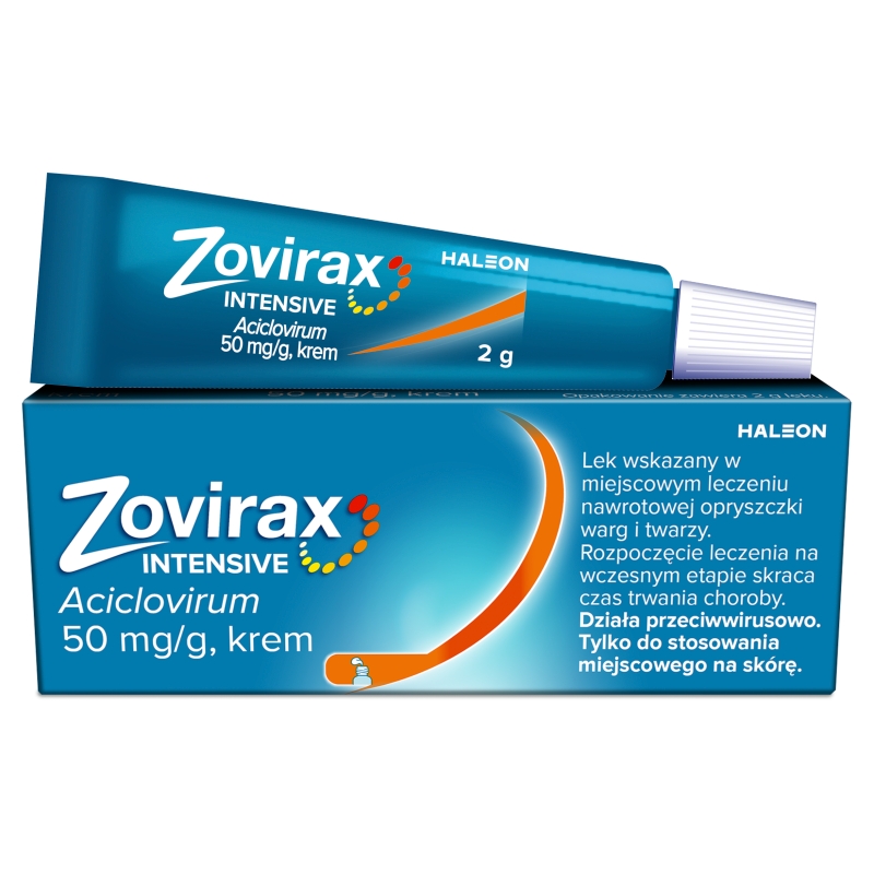 Zovirax Intensive, krem na nawrotową opryszczkę warg i twarzy, tuba 2 g
