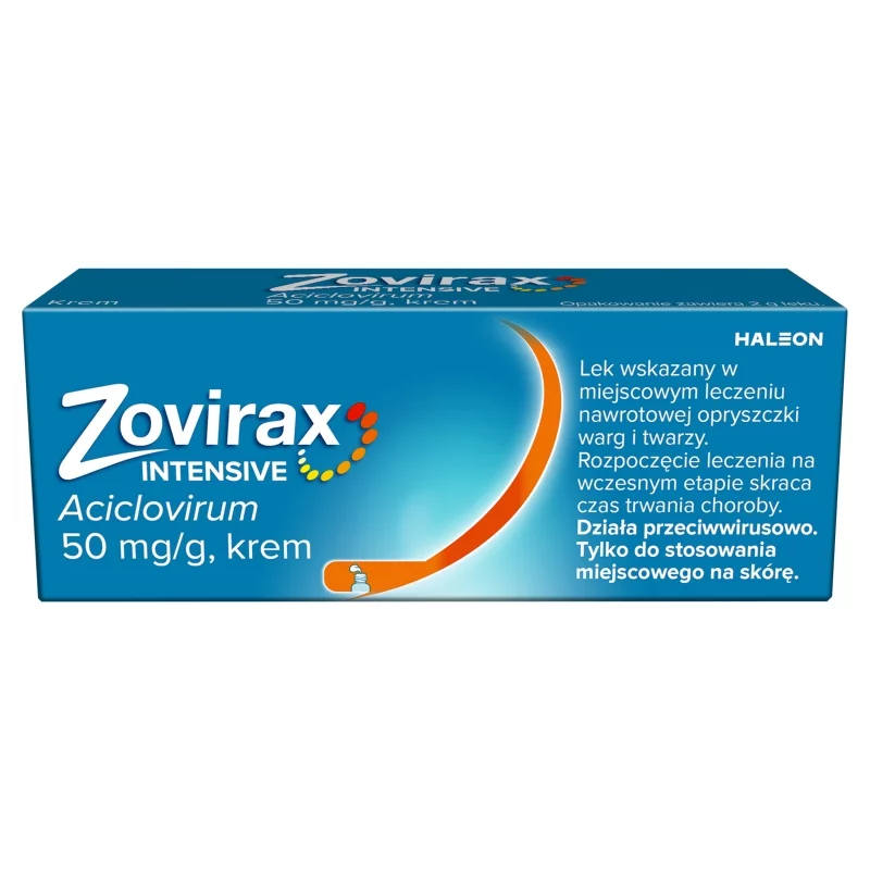 Zovirax Intensive krem na nawrotową opryszczkę warg i twarzy, tuba 2 g