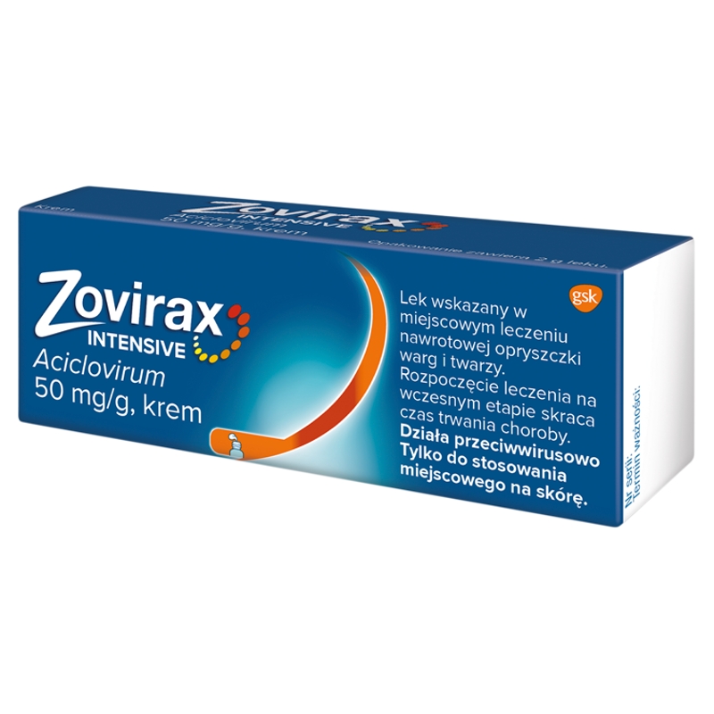 Zovirax Intensive, krem na nawrotową opryszczkę warg i twarzy, tuba 2 g