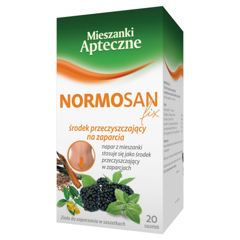 Normosan fix zioła do zaparzania przeczyszczające, 20 sasz. x 1,4 g KRÓTKA DATA 30.06.2026