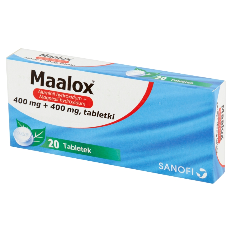 Maalox , tabletki na zgagę i nadkwasowość, 20 szt.