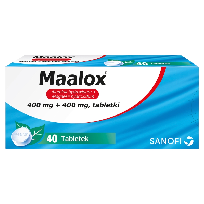 Maalox tabletki na zgagę, niestrawność, 40 szt.