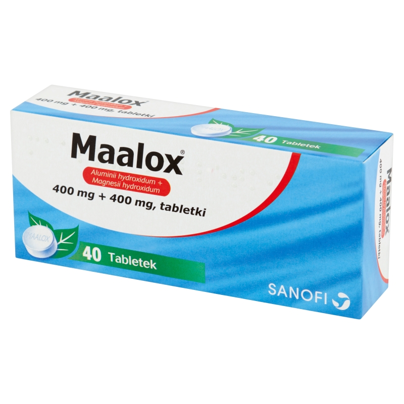 Maalox, tabletki na zgagę, niestrawność, 40 szt.