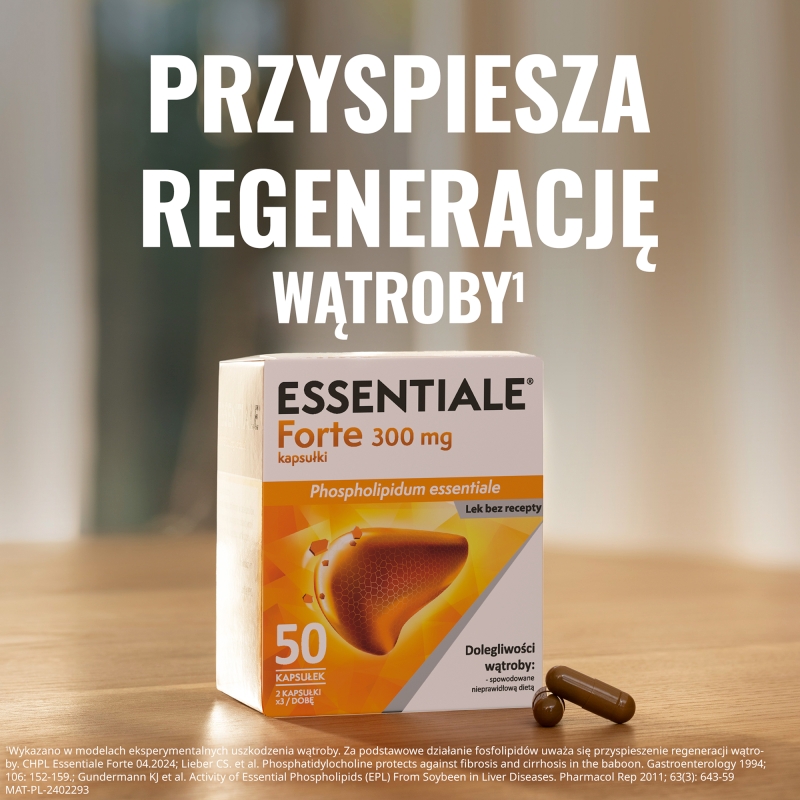 Essentiale Forte, kapsułki roślinne na choroby wątroby, 50 szt.