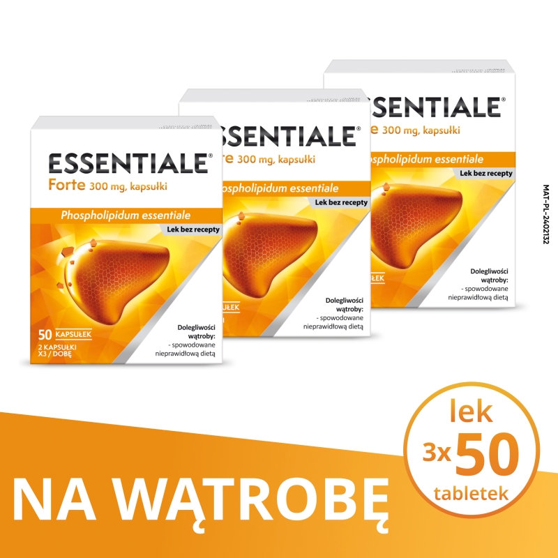 Essentiale Forte, kapsułki roślinne na choroby wątroby, 50 szt.