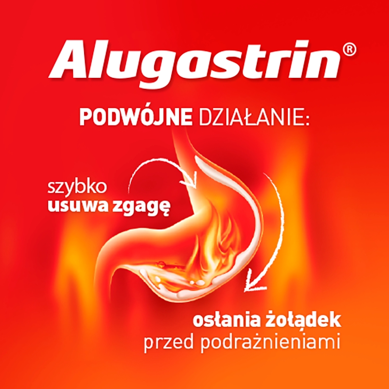 Alugastrin, tabletki wspomagające w nadkwaśności soku żołądkowego o smaku miętowym, 40 szt.