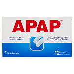 Apap 500 mg tabletki na ból o różnym pochodzeniu, 12 szt.