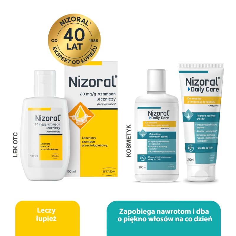 Nizoral, szampon leczniczy zmniejszający łuszczenie i świąd, 6 sasz. x 6 ml