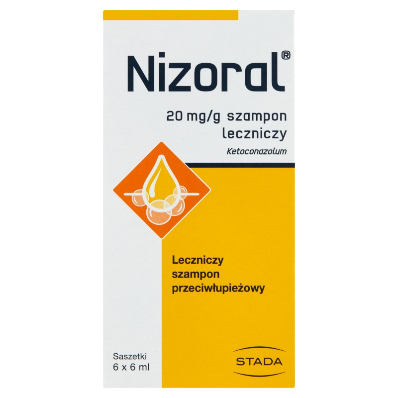 Nizoral szampon leczniczy zmniejszający łuszczenie i świąd, 6 sasz. x 6 ml