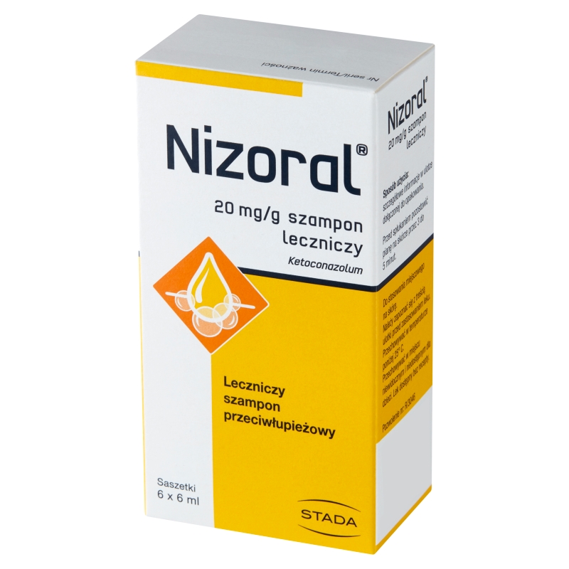Nizoral, szampon leczniczy zmniejszający łuszczenie i świąd, 6 sasz. x 6 ml