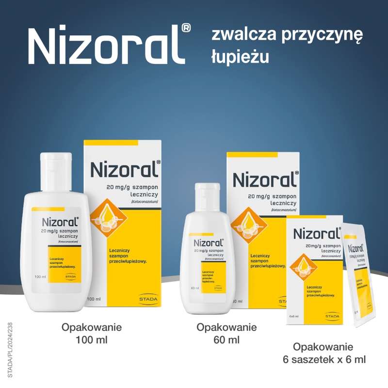 Nizoral, szampon leczniczy zmniejszający łuszczenie i świąd, butelka 60 ml