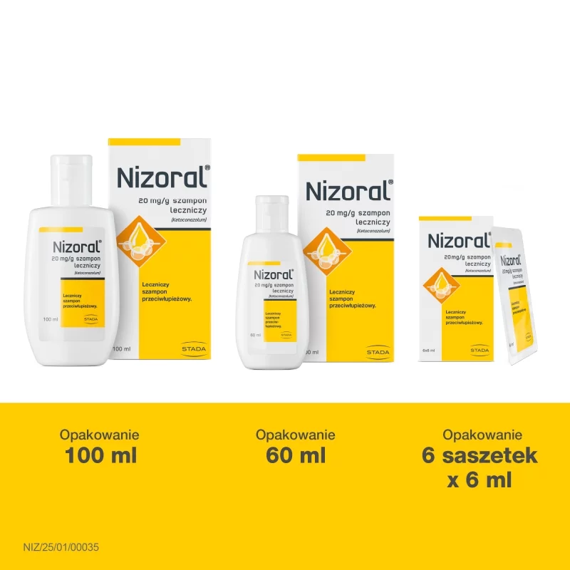 Nizoral, szampon leczniczy zmniejszający łuszczenie i świąd, butelka 100 ml