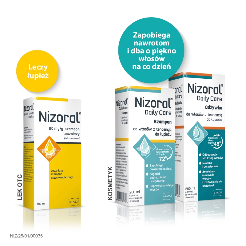 Nizoral, szampon leczniczy zmniejszający łuszczenie i świąd, butelka 100 ml
