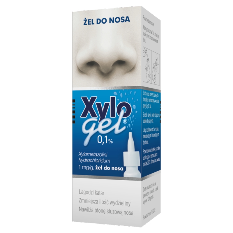 Xylogel 0,1%, żel łagodzący katar, zmniejszający ilość wydzieliny, butelka 10 g
