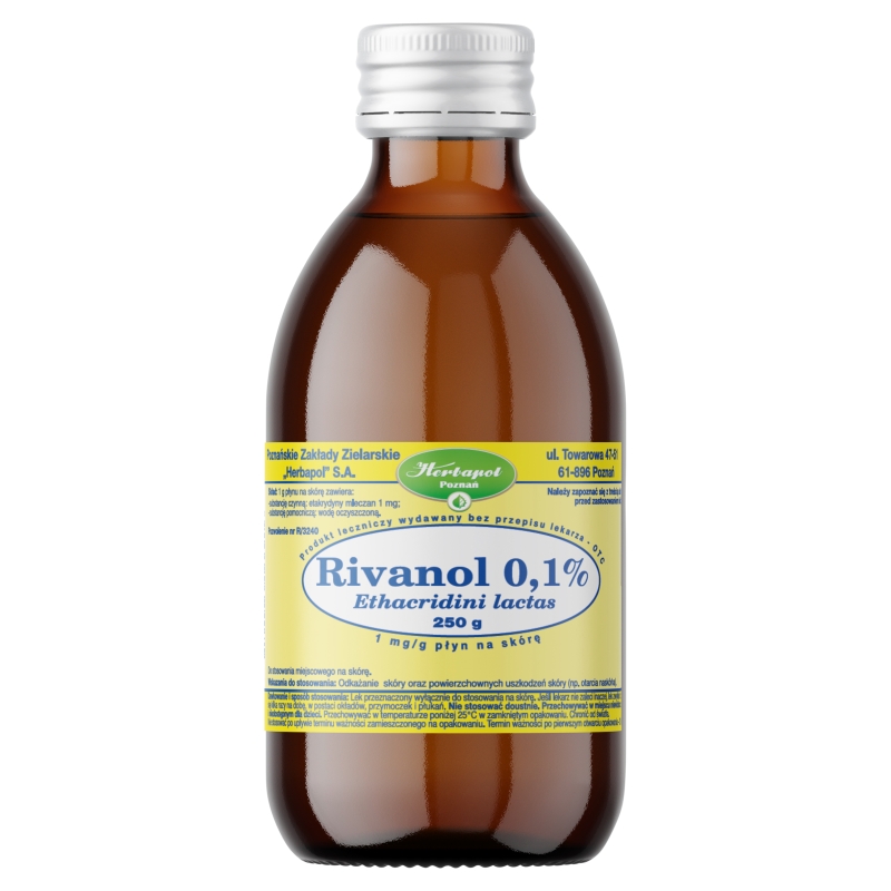 Rivanol 0,1%, płyn odkażający otarcia skóry, butelka 250 g