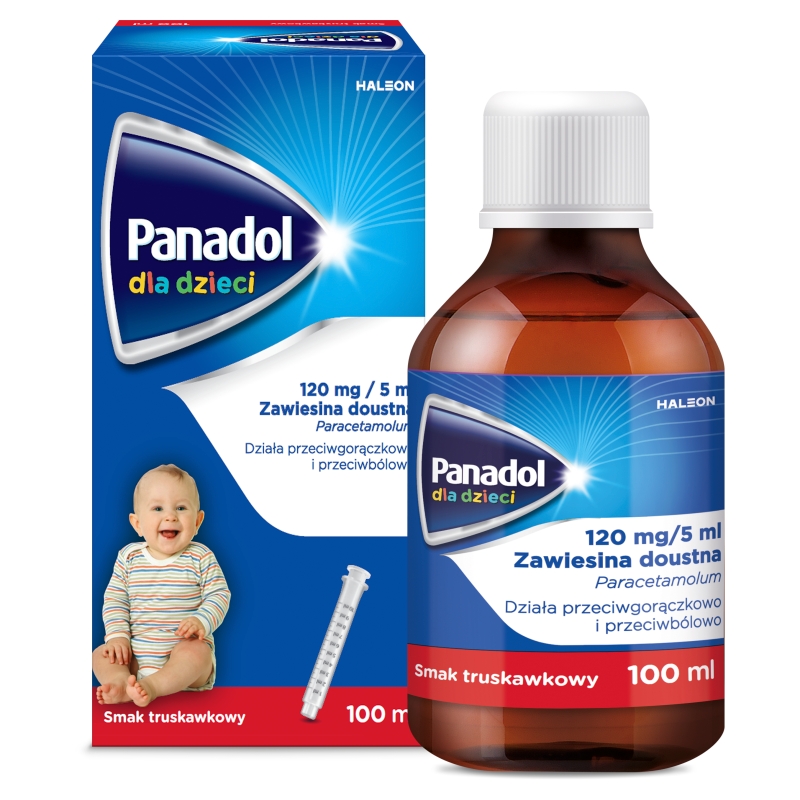 Panadol dla dzieci, zawiesina przeciwgorączkowa i przeciwbólowa o smaku truskawkowym, butelka 100 ml
