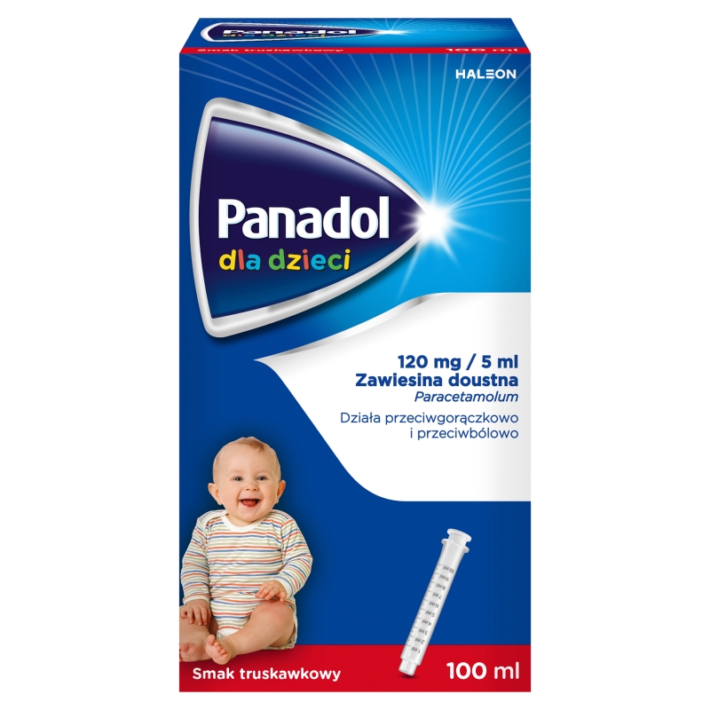 Panadol dla dzieci, zawiesina przeciwgorączkowa i przeciwbólowa o smaku truskawkowym, butelka 100 ml