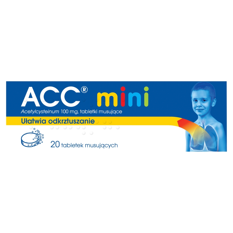 ACC mini tabletki musujące na kaszel mokry, 20 szt.