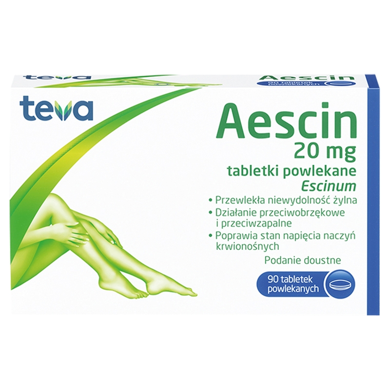Aescin  tabletki o działaniu przeciwzapalnym i chroniącym naczynia żylne, 90 szt.