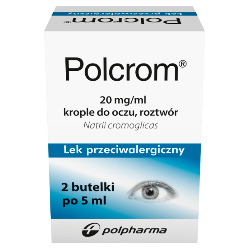 Polcrom, krople do oczu na alergiczne zapalenie spojówek i rogówki, 2 butelki 5 ml