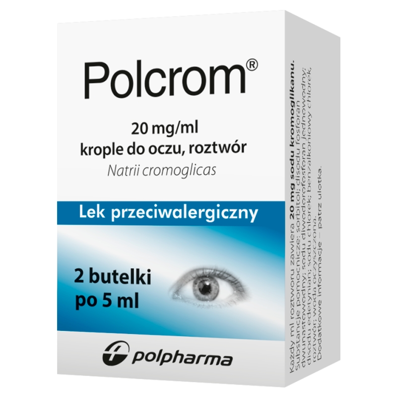 Polcrom krople do oczu na alergiczne zapalenie spojówek i rogówki, 2 butelki 5 ml