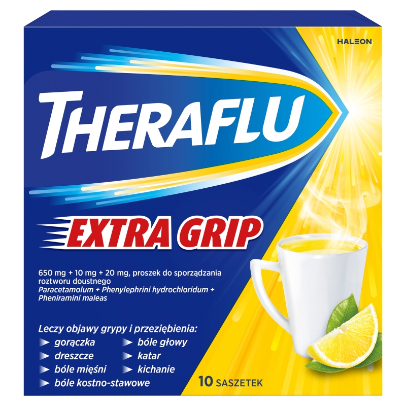 Theraflu ExtraGRIP proszek na objawy przeziębienia i grypy, 10 sasz.