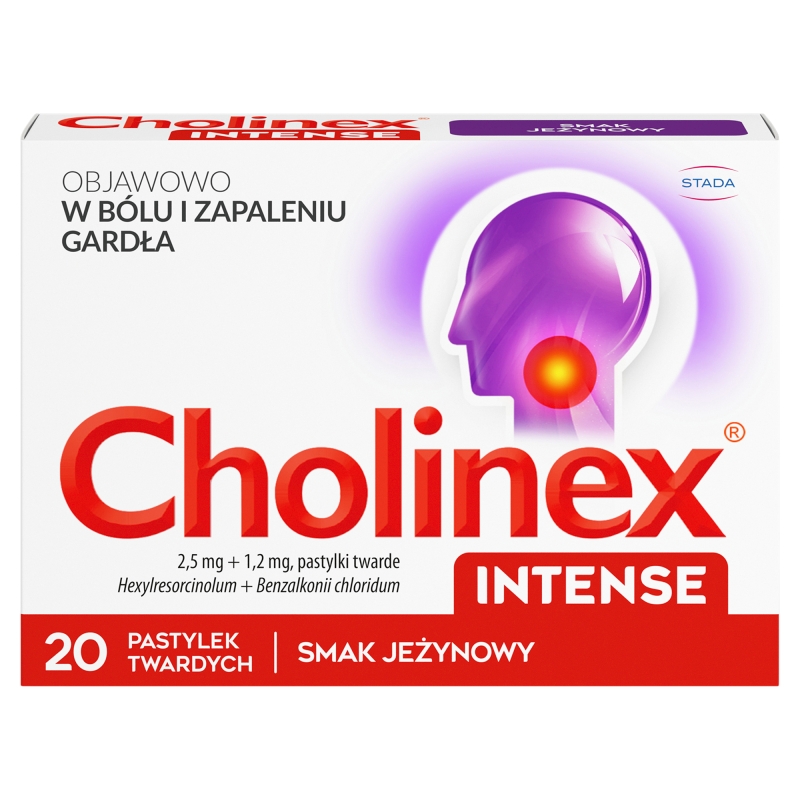 Cholinex Intense, pastylki o smaku jeżynowym, 20 szt.