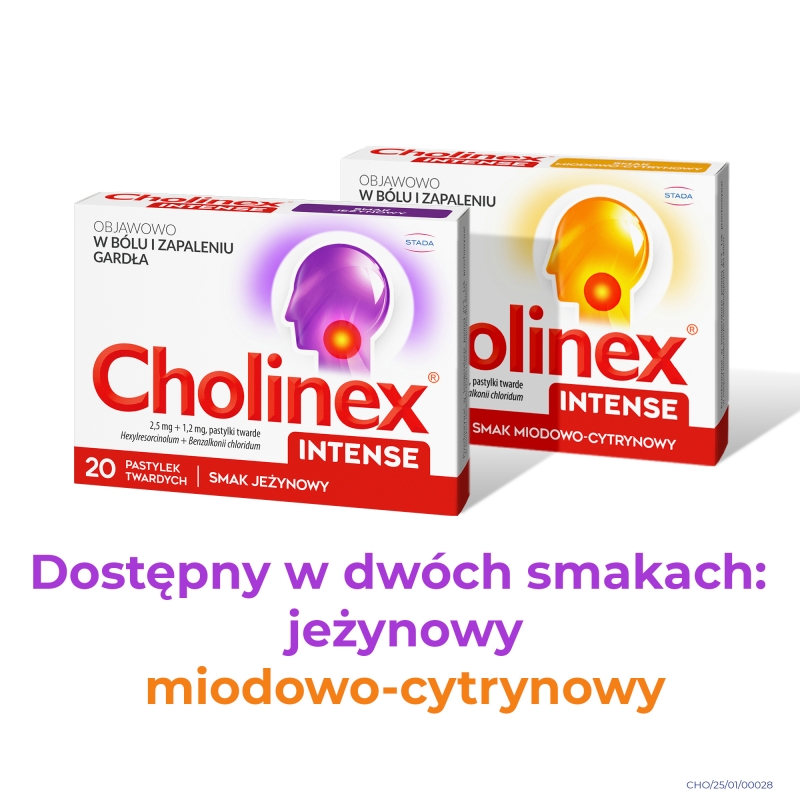 Cholinex Intense, pastylki o smaku jeżynowym, 20 szt.