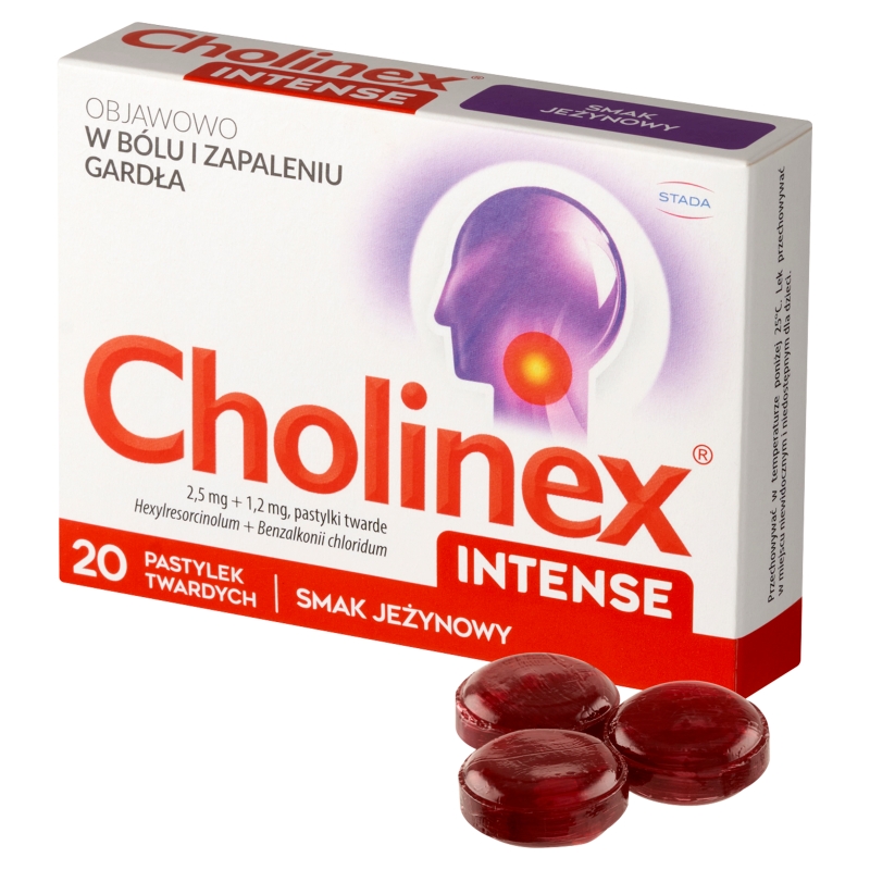 Cholinex Intense, pastylki o smaku jeżynowym, 20 szt.