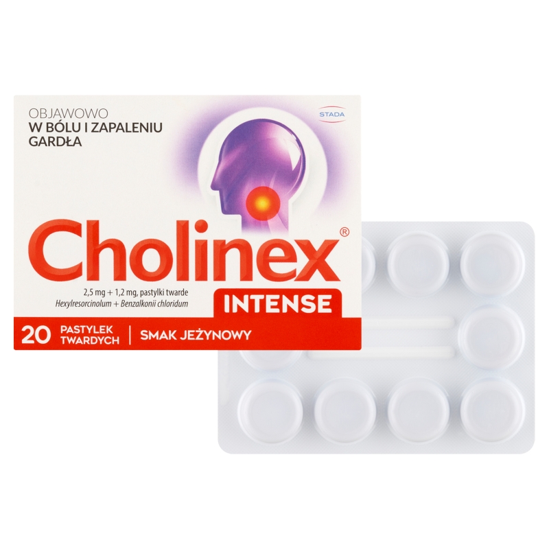 Cholinex Intense, pastylki o smaku jeżynowym, 20 szt.