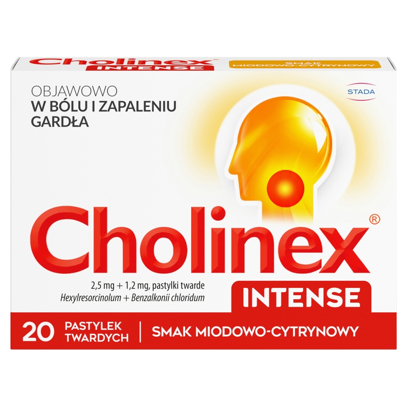 Cholinex Intense, pastylki o smaku miodowo-cytrynowym, 20 szt.