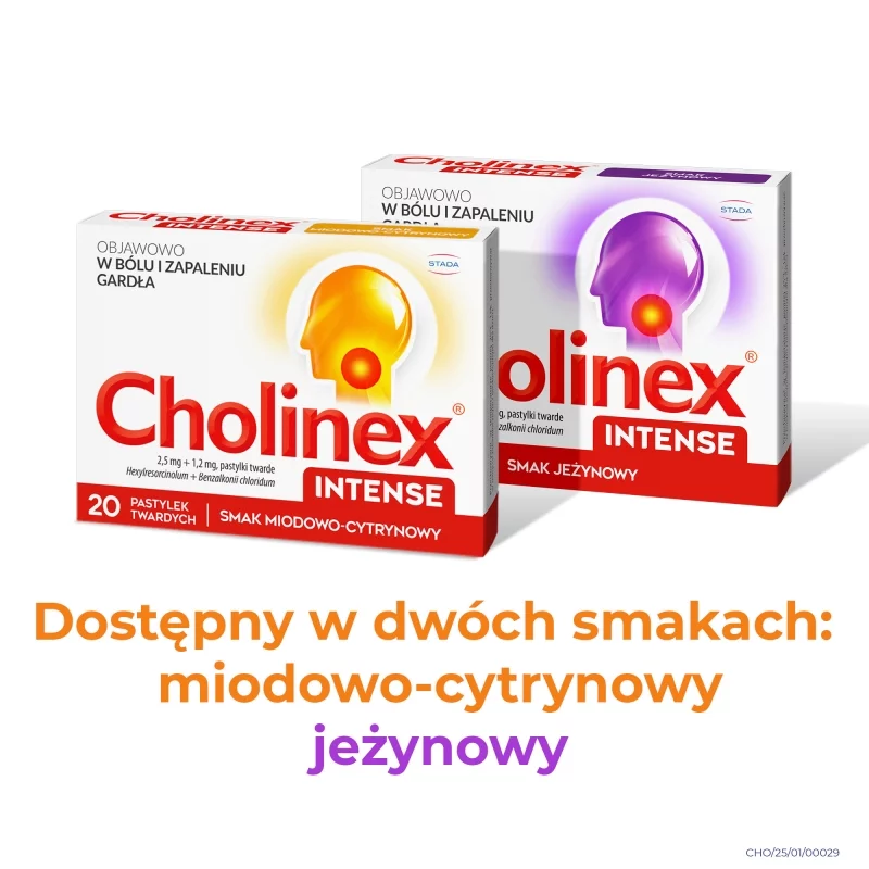 Cholinex Intense, pastylki o smaku miodowo-cytrynowym, 20 szt.