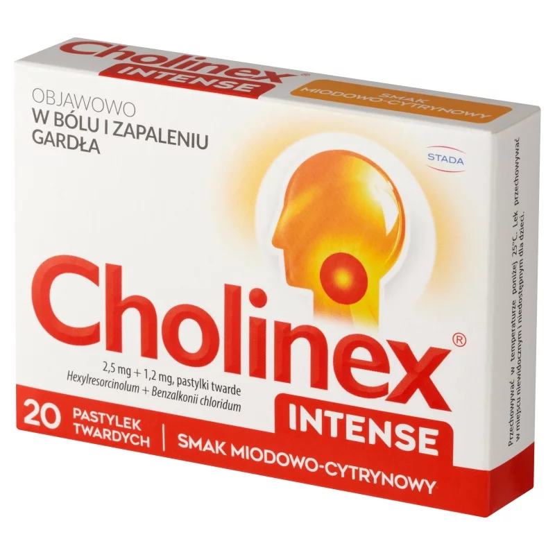 Cholinex Intense, pastylki o smaku miodowo-cytrynowym, 20 szt.