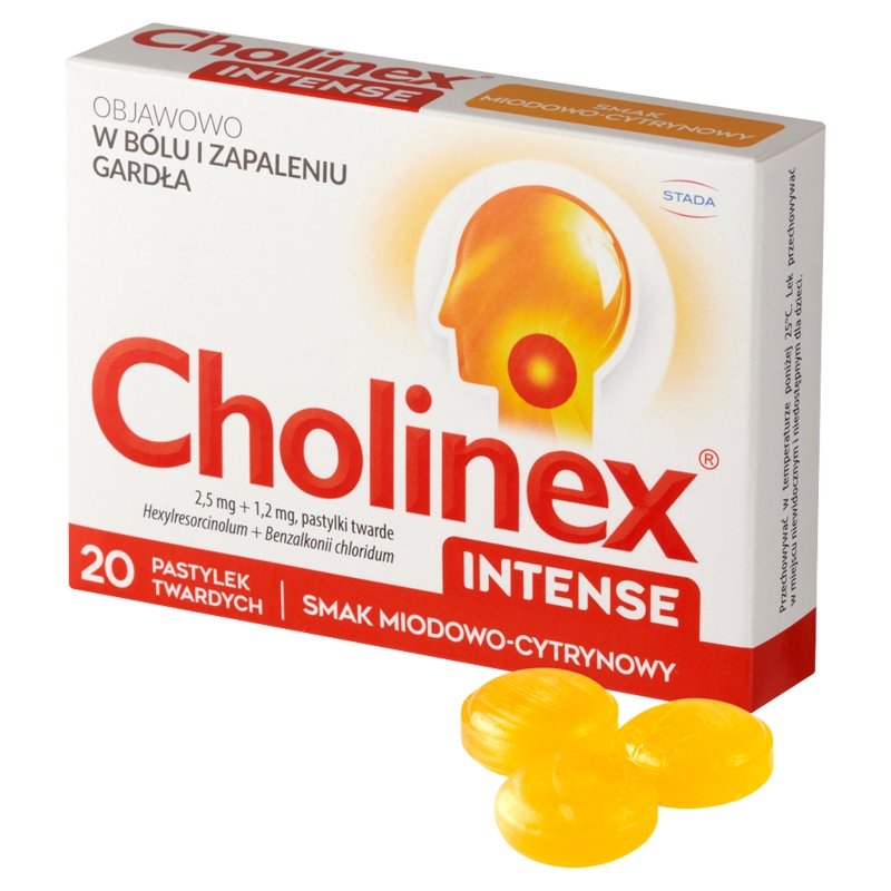 Cholinex Intense, pastylki o smaku miodowo-cytrynowym, 20 szt.