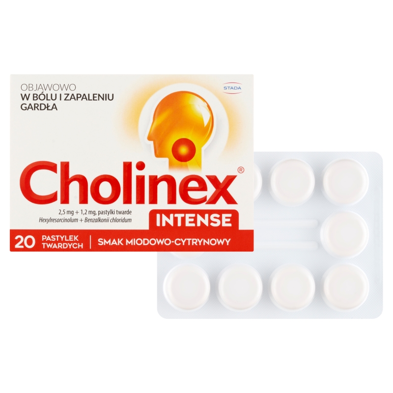 Cholinex Intense, pastylki o smaku miodowo-cytrynowym, 20 szt.