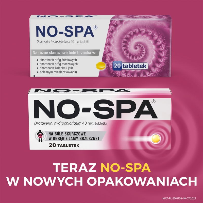 NO-SPA, tabletki rozkurczowe na ból brzucha, 20 szt.