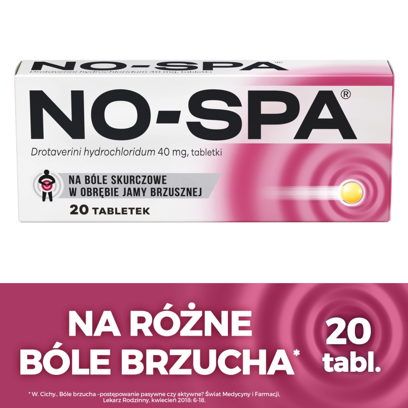 NO-SPA, tabletki rozkurczowe na ból brzucha, 20 szt.