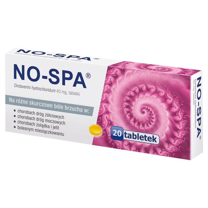NO-SPA, tabletki rozkurczowe na ból brzucha, 20 szt.