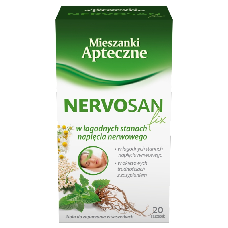 Nervosan Fix, zioła do zaparzania w saszetkach na łagodne stany napięcia nerwowego, 20 szt.