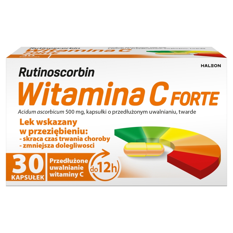 Rutinoscorbin Witamina C Forte, kapsułki stosowane w stanach zwiększonego zapotrzebowania na witaminę C, 30 szt.