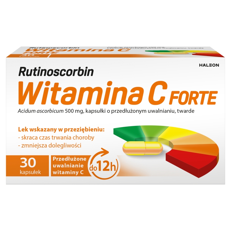Rutinoscorbin Witamina C Forte kapsułki stosowane w stanach zwiększonego zapotrzebowania na witaminę C, 30 szt.