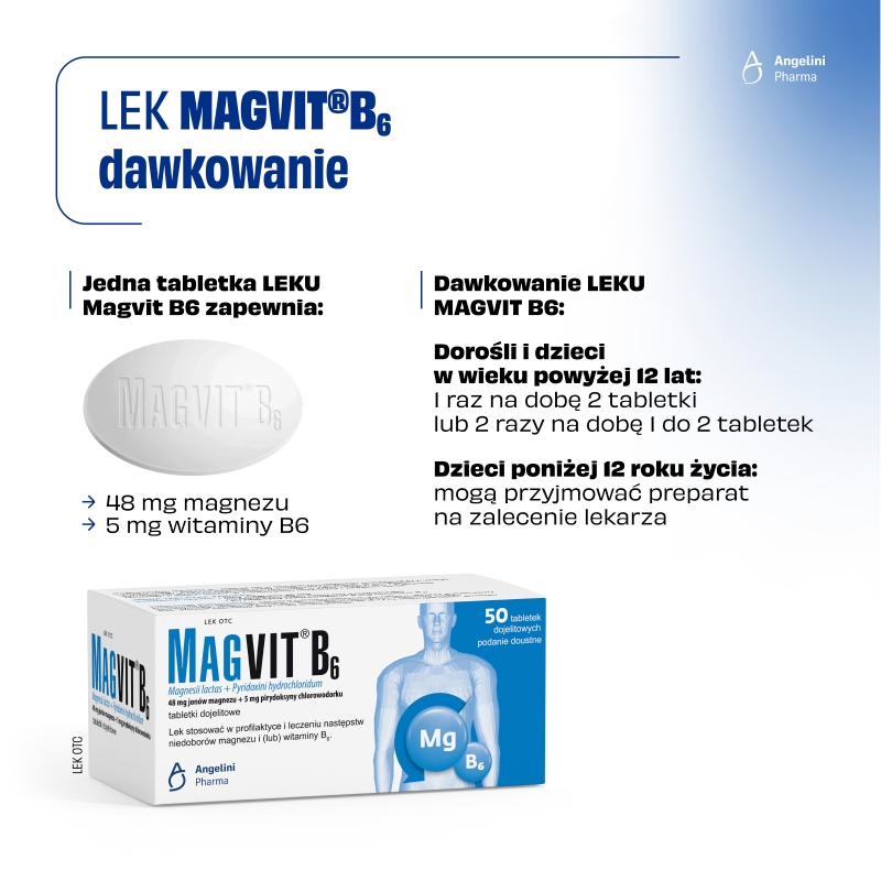 Magvit B6, tabletki z magnezem i witaminą B6, 50 szt.