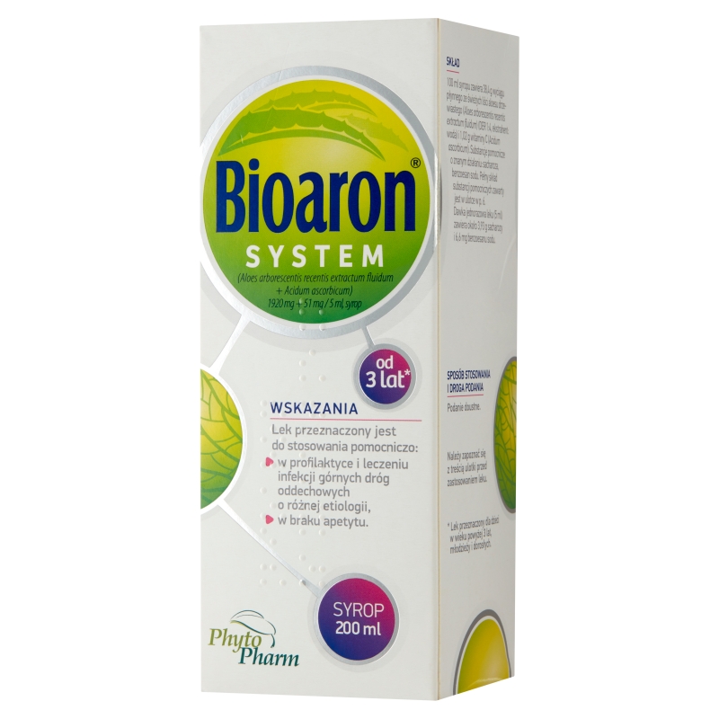 Bioaron System, syrop na infekcje górnych dróg oddechowych, braku apetytu, butelka 200 ml