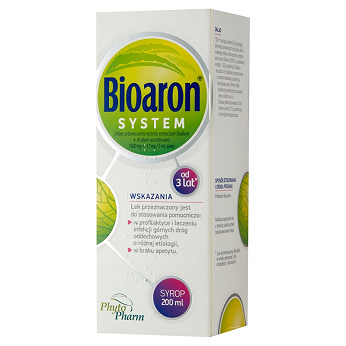 Bioaron System, syrop na infekcje górnych dróg oddechowych, braku apetytu, butelka 200 ml