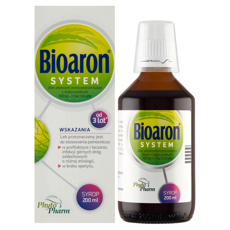 Bioaron System, syrop na infekcje górnych dróg oddechowych, braku apetytu, butelka 200 ml
